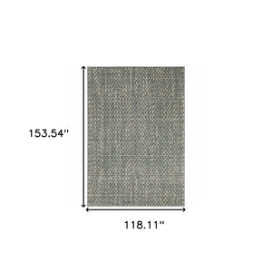 HomeRoots 10' Blue and Ivory Geometric Distressed Area Rug - Durable, Soft, Modern Style for High-Traffic Spaces 10' X 13' 509732