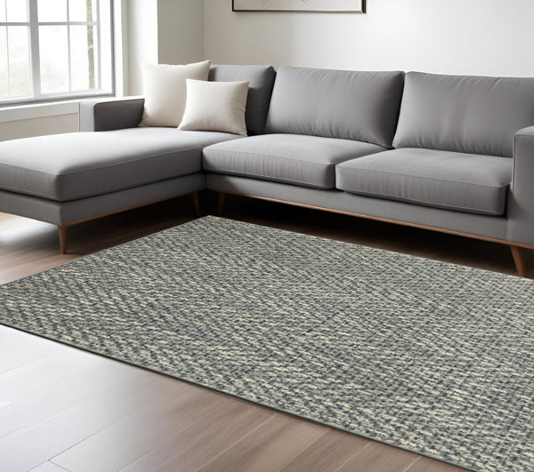 HomeRoots 10' Blue and Ivory Geometric Distressed Area Rug - Durable, Soft, Modern Style for High-Traffic Spaces 10' X 13' 509732