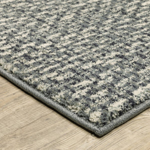 HomeRoots 10' Blue and Ivory Geometric Distressed Area Rug - Durable, Soft, Modern Style for High-Traffic Spaces 10' X 13' 509732