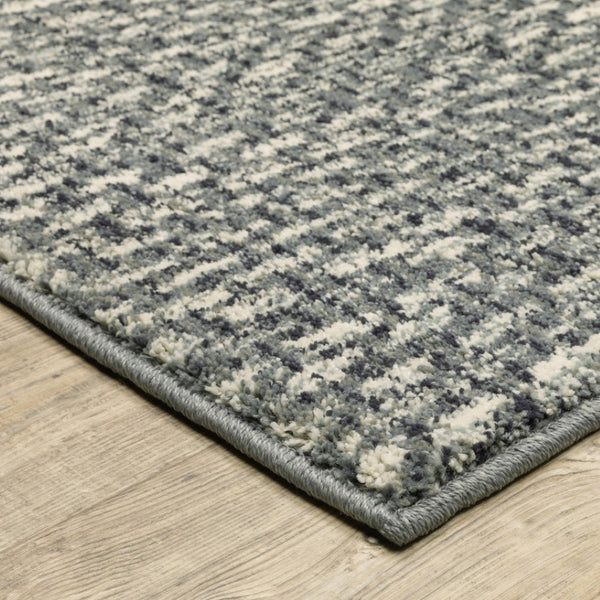 HomeRoots 10' Blue and Ivory Geometric Distressed Area Rug - Durable, Soft, Modern Style for High-Traffic Spaces 10' X 13' 509732