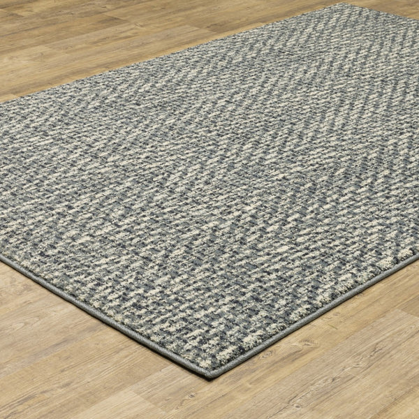 HomeRoots 10' Blue and Ivory Geometric Distressed Area Rug - Durable, Soft, Modern Style for High-Traffic Spaces 10' X 13' 509732