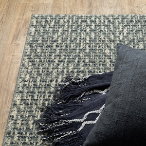 HomeRoots 10' Blue and Ivory Geometric Distressed Area Rug - Durable, Soft, Modern Style for High-Traffic Spaces 10' X 13' 509732