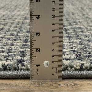 HomeRoots 10' Blue and Ivory Geometric Distressed Area Rug - Durable, Soft, Modern Style for High-Traffic Spaces 10' X 13' 509732