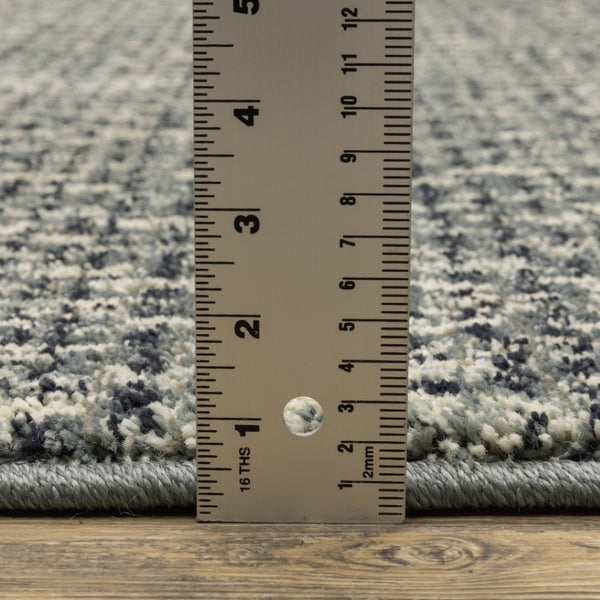 HomeRoots 10' Blue and Ivory Geometric Distressed Area Rug - Durable, Soft, Modern Style for High-Traffic Spaces 10' X 13' 509732