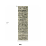 Homeroots 2' X 8' Beige Grey Ivory And Sage Blue Geometric Power Loom Stain Resistant Runner Rug  Polypropylene 509733