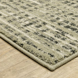 Homeroots 2' X 8' Beige Grey Ivory And Sage Blue Geometric Power Loom Stain Resistant Runner Rug  Polypropylene 509733