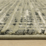 Homeroots 2' X 8' Beige Grey Ivory And Sage Blue Geometric Power Loom Stain Resistant Runner Rug  Polypropylene 509733