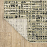 Homeroots 2' X 8' Beige Grey Ivory And Sage Blue Geometric Power Loom Stain Resistant Runner Rug  Polypropylene 509733