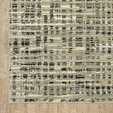 Homeroots 2' X 8' Beige Grey Ivory And Sage Blue Geometric Power Loom Stain Resistant Runner Rug  Polypropylene 509733