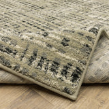 Homeroots 2' X 8' Beige Grey Ivory And Sage Blue Geometric Power Loom Stain Resistant Runner Rug  Polypropylene 509733