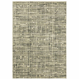 Homeroots 5' X 7' Beige Grey Ivory And Sage Blue Geometric Power Loom Stain Resistant Area Rug  Polypropylene 509736