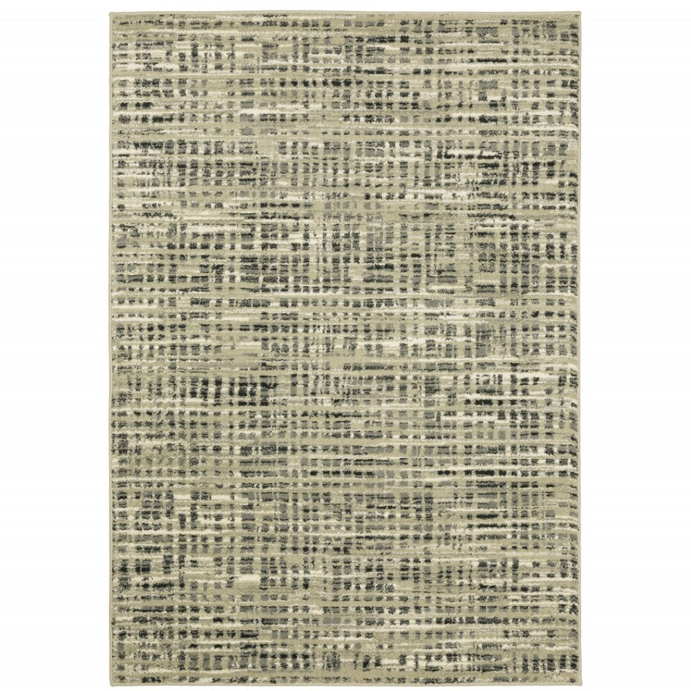 HomeRoots 10' Beige and Gray Geometric Distressed Area Rug - Stylish, Durable, and Perfect for High-Traffic Spaces 10' X 13' 509739
