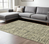 Homeroots 10' X 13' Gray And Ivory Geometric Power Loom Area Rug  Polypropylene 509739