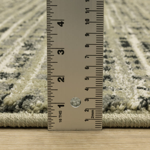 HomeRoots 10' Beige and Gray Geometric Distressed Area Rug - Stylish, Durable, and Perfect for High-Traffic Spaces 10' X 13' 509739