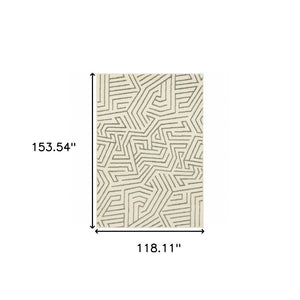 HomeRoots 10' Gray and Ivory Geometric Power Loom Area Rug for Modern Living Spaces - Durable and Stylish 10' X 13' 509746