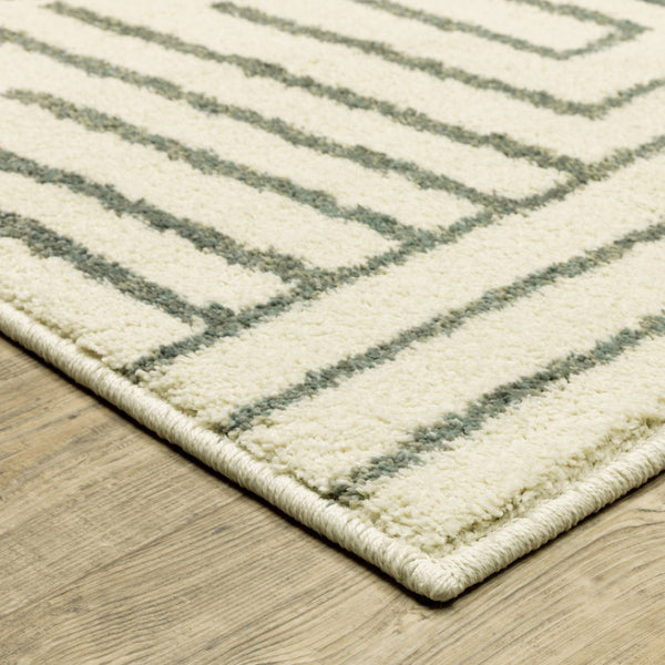 HomeRoots 10' Gray and Ivory Geometric Power Loom Area Rug for Modern Living Spaces - Durable and Stylish 10' X 13' 509746
