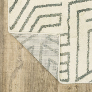 HomeRoots 10' Gray and Ivory Geometric Power Loom Area Rug for Modern Living Spaces - Durable and Stylish 10' X 13' 509746
