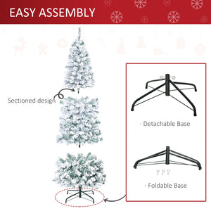 English Elm Homcom 6Ft Slim Douglas Fir Pre-Lit Christmas Tree With 250 Warm Leds & Snow-Flocked Tips For Easy Setup W2225P229785