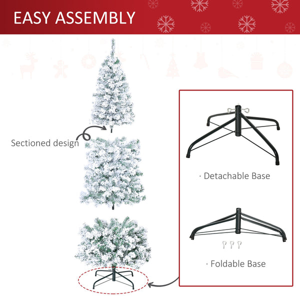 English Elm Homcom 6Ft Slim Douglas Fir Pre-Lit Christmas Tree With 250 Warm Leds & Snow-Flocked Tips For Easy Setup W2225P229785