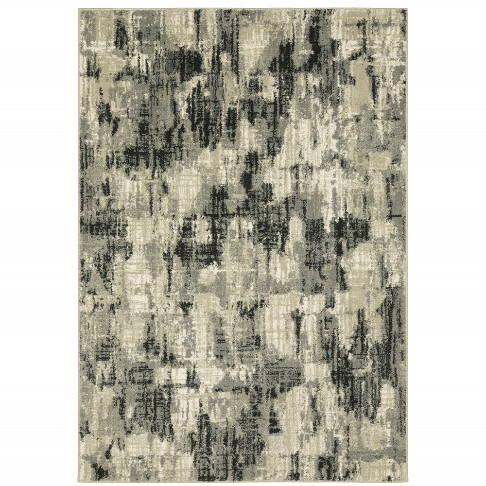 Homeroots 10' X 13' Grey Beige Charcoal And Blue Abstract Power Loom Stain Resistant Area Rug  Polypropylene 509753