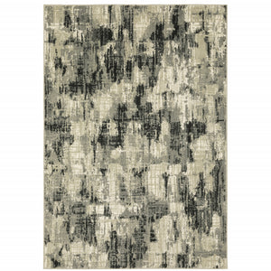 Homeroots 10' X 13' Grey Beige Charcoal And Blue Abstract Power Loom Stain Resistant Area Rug  Polypropylene 509753