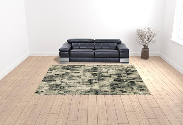 Homeroots 10' X 13' Grey Beige Charcoal And Blue Abstract Power Loom Stain Resistant Area Rug  Polypropylene 509753