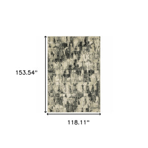 Homeroots 10' X 13' Grey Beige Charcoal And Blue Abstract Power Loom Stain Resistant Area Rug  Polypropylene 509753