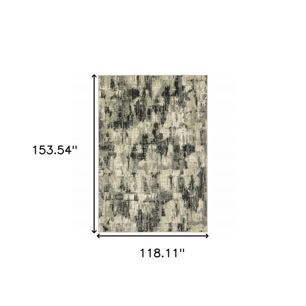 Homeroots 10' X 13' Grey Beige Charcoal And Blue Abstract Power Loom Stain Resistant Area Rug  Polypropylene 509753
