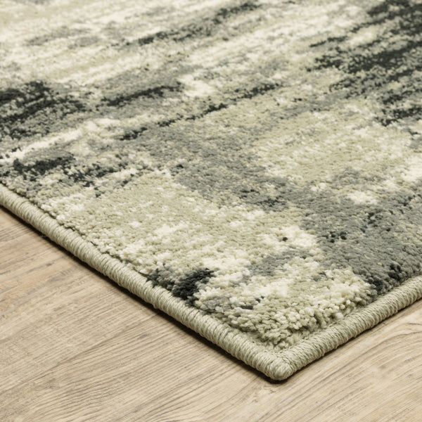 Homeroots 10' X 13' Grey Beige Charcoal And Blue Abstract Power Loom Stain Resistant Area Rug  Polypropylene 509753