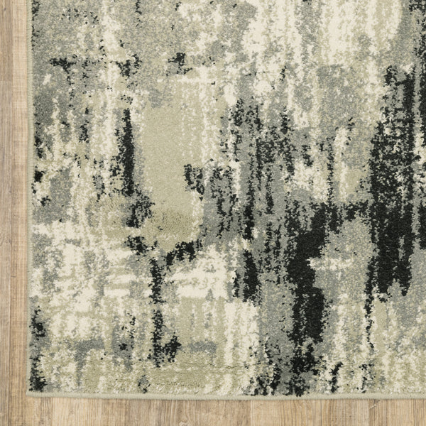 Homeroots 10' X 13' Grey Beige Charcoal And Blue Abstract Power Loom Stain Resistant Area Rug  Polypropylene 509753