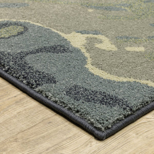 HomeRoots 10' Modern Abstract Area Rug in Calming Blue, Green, and Grey - Stain-Resistant & Durable Design 10' X 13' 509760