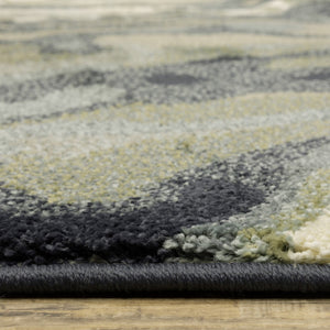 HomeRoots 10' Modern Abstract Area Rug in Calming Blue, Green, and Grey - Stain-Resistant & Durable Design 10' X 13' 509760