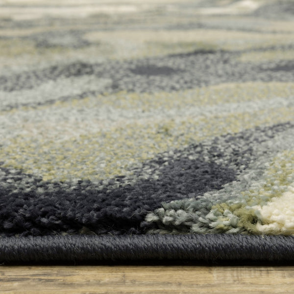 HomeRoots 10' Modern Abstract Area Rug in Calming Blue, Green, and Grey - Stain-Resistant & Durable Design 10' X 13' 509760