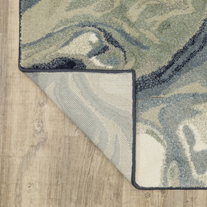 HomeRoots 10' Modern Abstract Area Rug in Calming Blue, Green, and Grey - Stain-Resistant & Durable Design 10' X 13' 509760