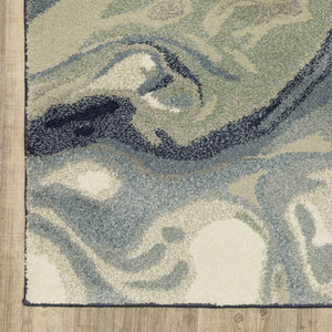 HomeRoots 10' Modern Abstract Area Rug in Calming Blue, Green, and Grey - Stain-Resistant & Durable Design 10' X 13' 509760
