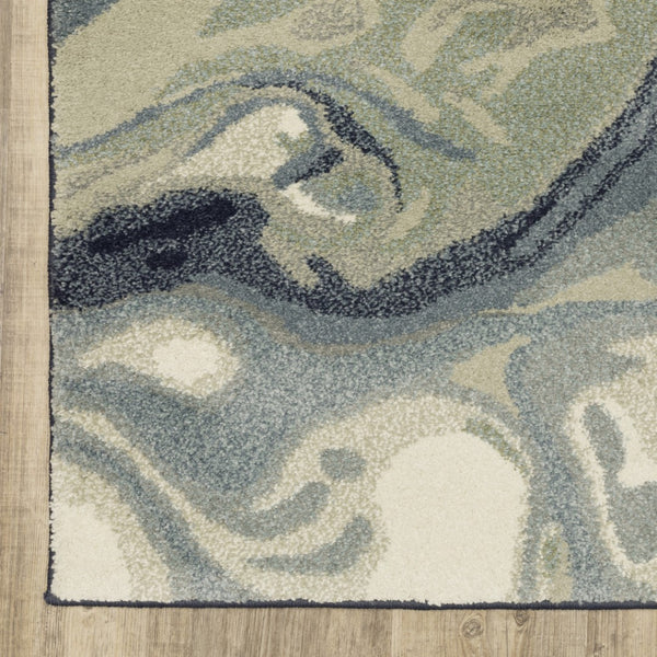 HomeRoots 10' Modern Abstract Area Rug in Calming Blue, Green, and Grey - Stain-Resistant & Durable Design 10' X 13' 509760