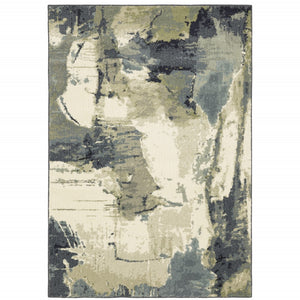 HomeRoots 10' Abstract Area Rug in Blue, Green, and Ivory - Contemporary Design for Stylish Homes and Durability 10' X 13' 509767