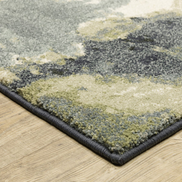 HomeRoots 10' Abstract Area Rug in Blue, Green, and Ivory - Contemporary Design for Stylish Homes and Durability 10' X 13' 509767