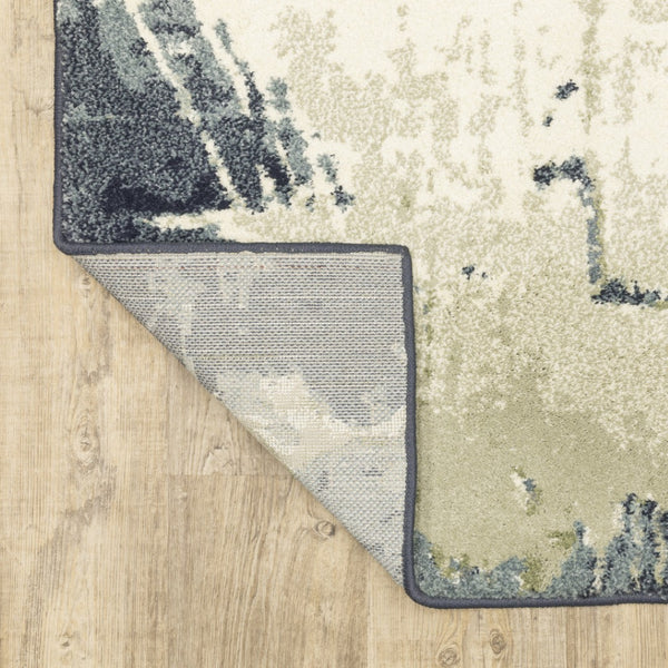 HomeRoots 10' Abstract Area Rug in Blue, Green, and Ivory - Contemporary Design for Stylish Homes and Durability 10' X 13' 509767
