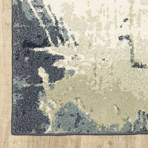 HomeRoots 10' Abstract Area Rug in Blue, Green, and Ivory - Contemporary Design for Stylish Homes and Durability 10' X 13' 509767