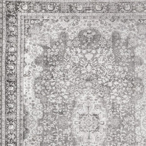 HomeRoots 5' Elegant Grey Oriental Area Rug - Stain Resistant, Durable, Pet-Friendly Design for Any Room 5' X 8' 509790