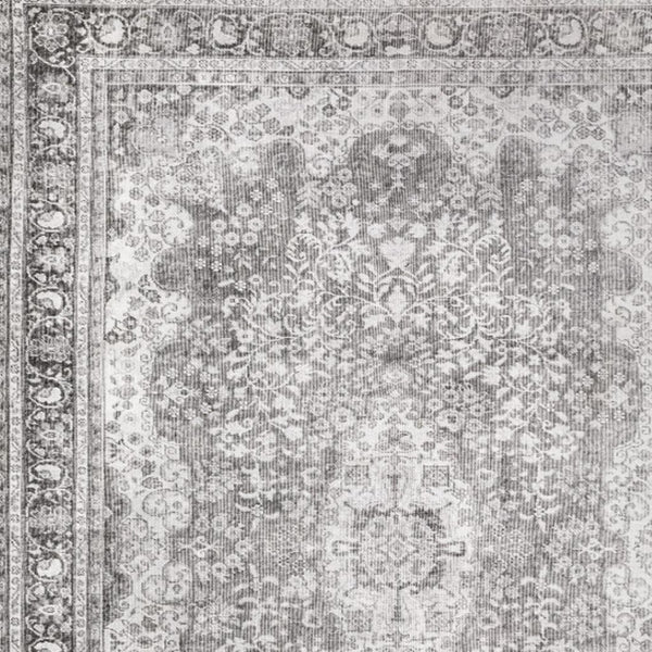 HomeRoots 5' Elegant Grey Oriental Area Rug - Stain Resistant, Durable, Pet-Friendly Design for Any Room 5' X 8' 509790