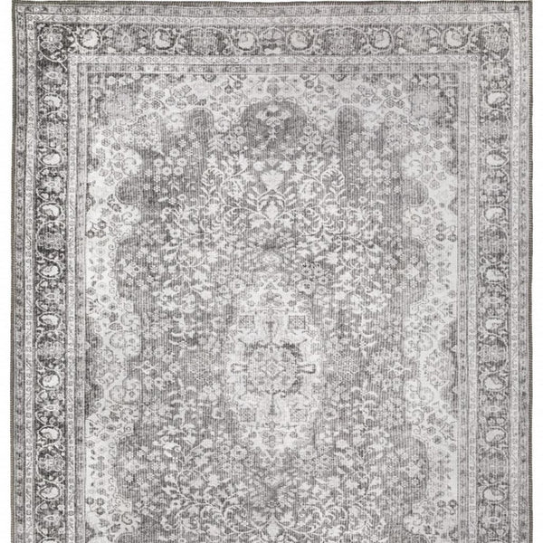 HomeRoots 5' Elegant Grey Oriental Area Rug - Stain Resistant, Durable, Pet-Friendly Design for Any Room 5' X 8' 509790