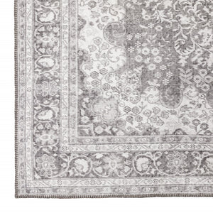 HomeRoots 5' Elegant Grey Oriental Area Rug - Stain Resistant, Durable, Pet-Friendly Design for Any Room 5' X 8' 509790