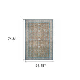 Homeroots 4' X 6' Gold And Grey Oriental Power Loom Stain Resistant Area Rug  Polyester 509799