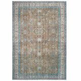 Homeroots 5' X 8' Gold And Grey Oriental Power Loom Stain Resistant Area Rug  Polyester 509800