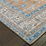 Homeroots 5' X 8' Gold And Grey Oriental Power Loom Stain Resistant Area Rug  Polyester 509800