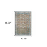 Homeroots 5' X 8' Gold And Grey Oriental Power Loom Stain Resistant Area Rug  Polyester 509800