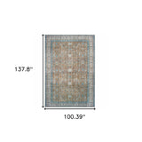 Homeroots 8' X 11' Gold And Grey Oriental Power Loom Stain Resistant Area Rug  Polyester 509802