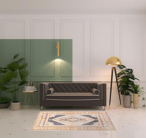 Homeroots 4' X 6' Grey And Gold Oriental Power Loom Stain Resistant Area Rug Grey,Gold Polyester 509814